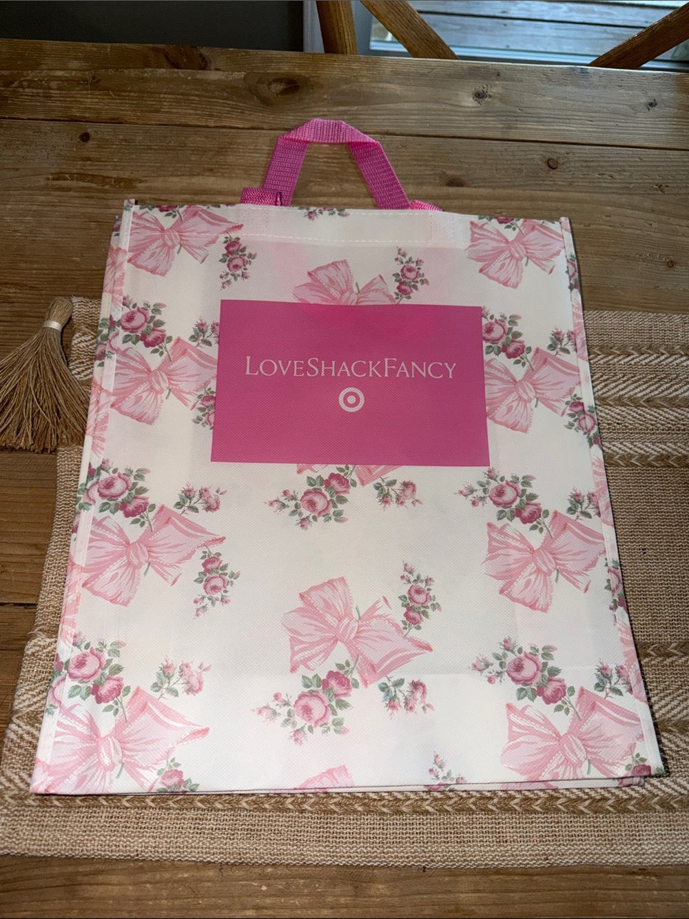 LoveShackFancy x Target Pink Floral Tote Bag Love Shack Fancy shopping bag - Picture 2 of 3